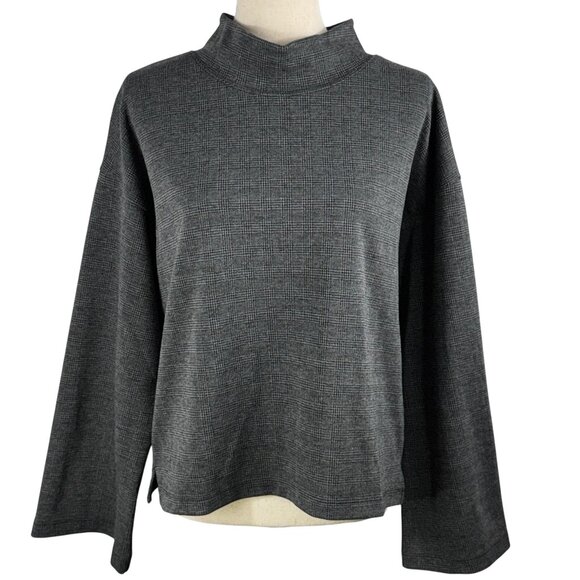 NWOT Madewell Wide-Sleeve Mock Neck Top in Glen Plaid Size Medium - Picture 5 of 14